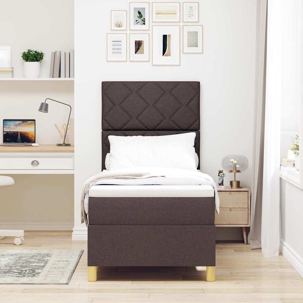 Boxspringbett mit Matratze Dunkelbraun 80 x 200 cm Stoff