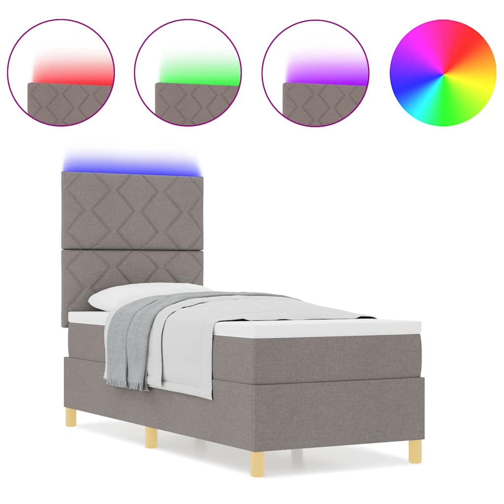 Boxspringbett mit Matratze mit Kopfteil Taupe 80 x 200 cm Stoff