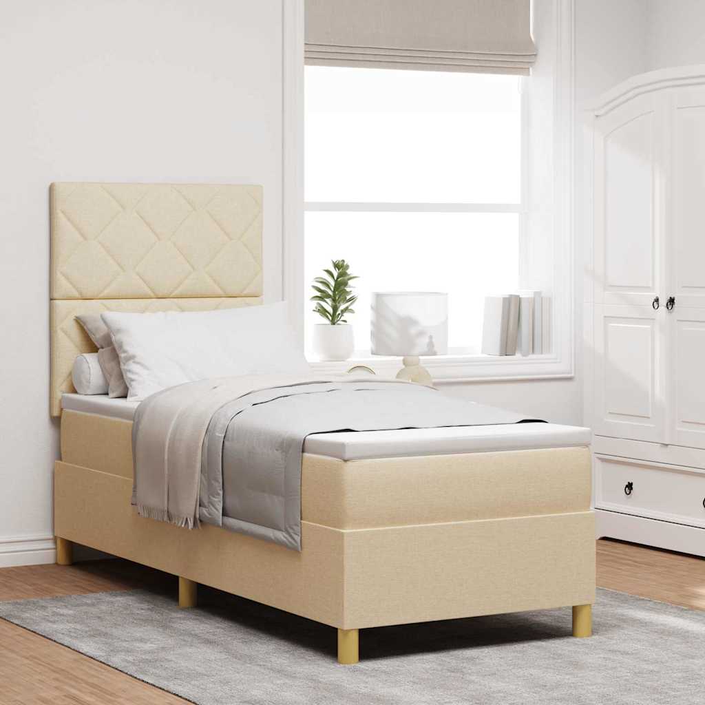 Boxspringbett mit Matratze mit Kopfteil Creme 80 x 200 cm Stoff