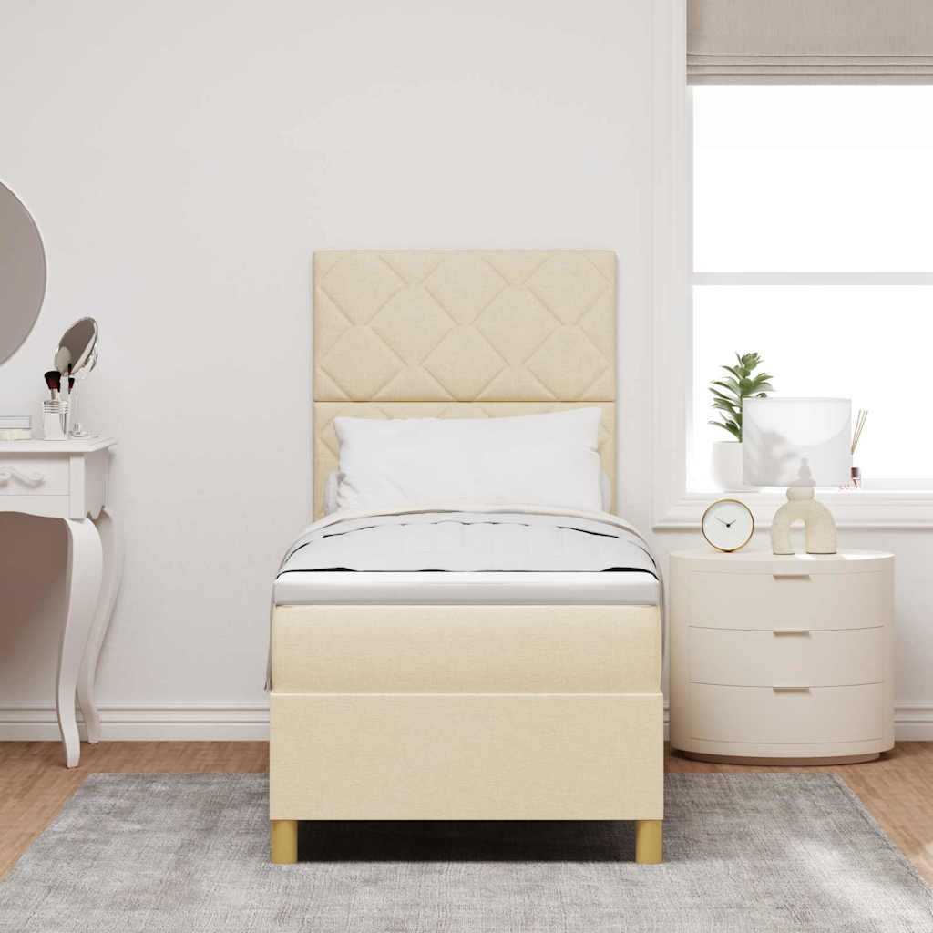 Boxspringbett mit Matratze mit Kopfteil Creme 80 x 200 cm Stoff