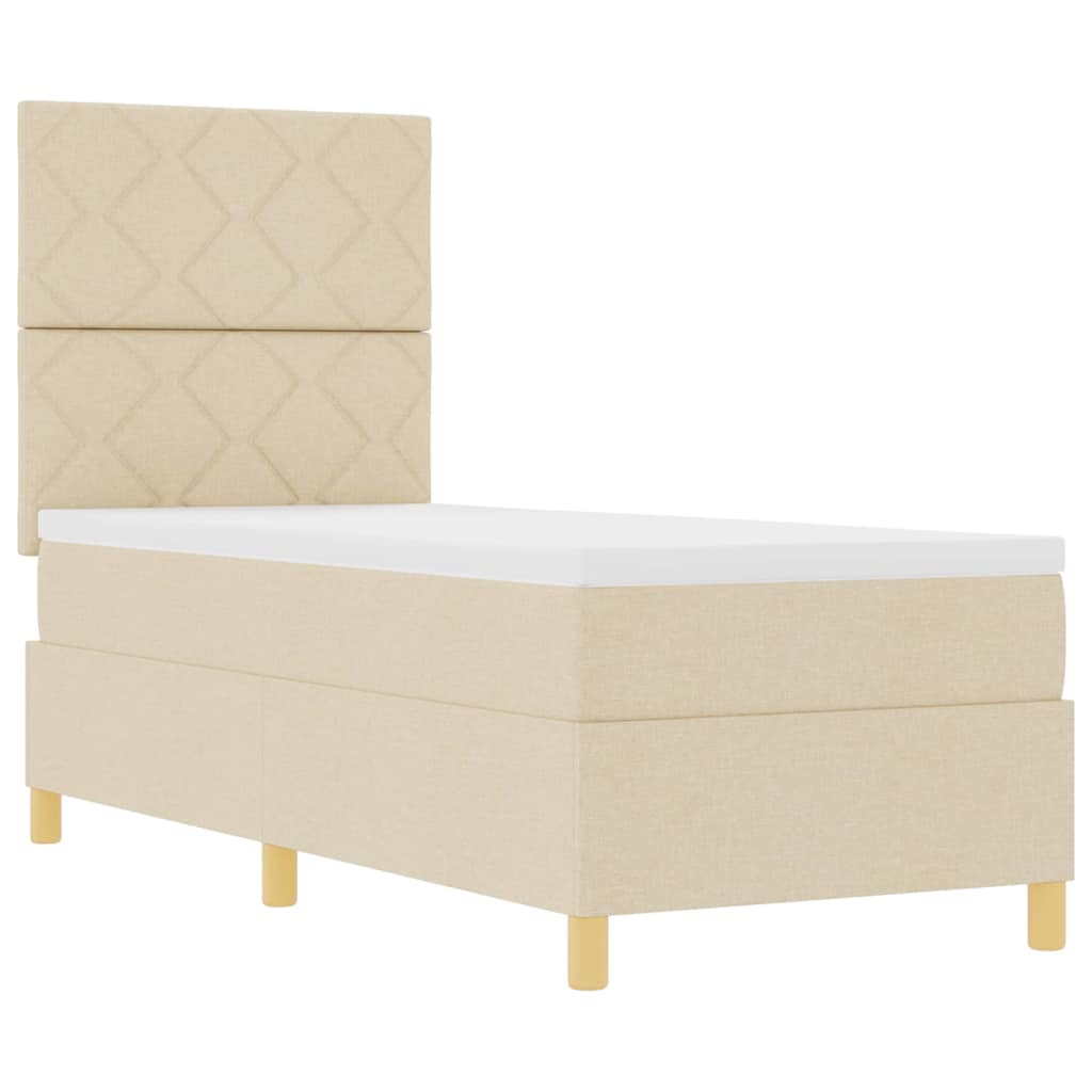 Boxspringbett mit Matratze mit Kopfteil Creme 80 x 200 cm Stoff