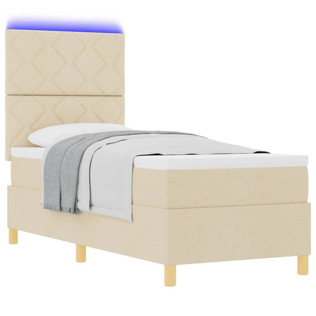 Boxspringbett mit Matratze mit Kopfteil Creme 80 x 200 cm Stoff