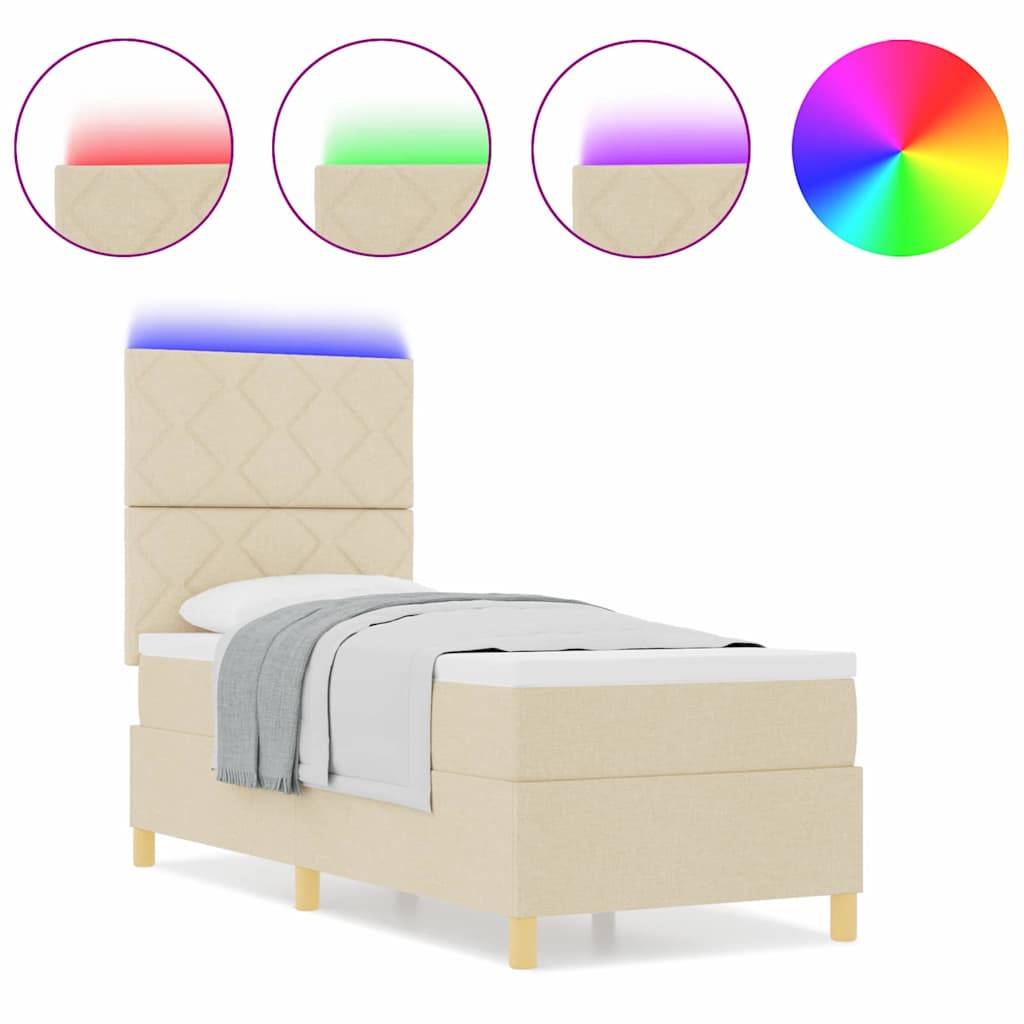Boxspringbett mit Matratze mit Kopfteil Creme 80 x 200 cm Stoff