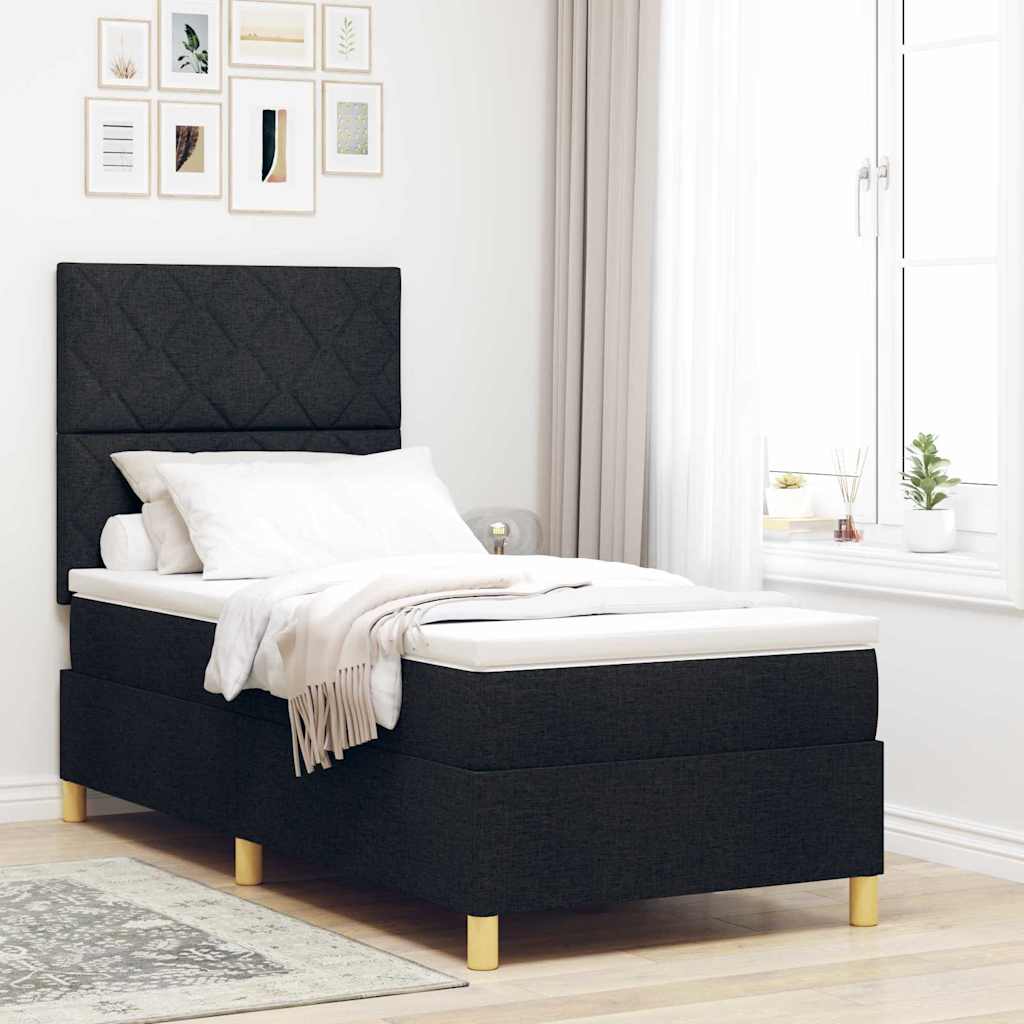 Boxspringbett mit Matratze Schwarz 90 x 190 cm Stoff