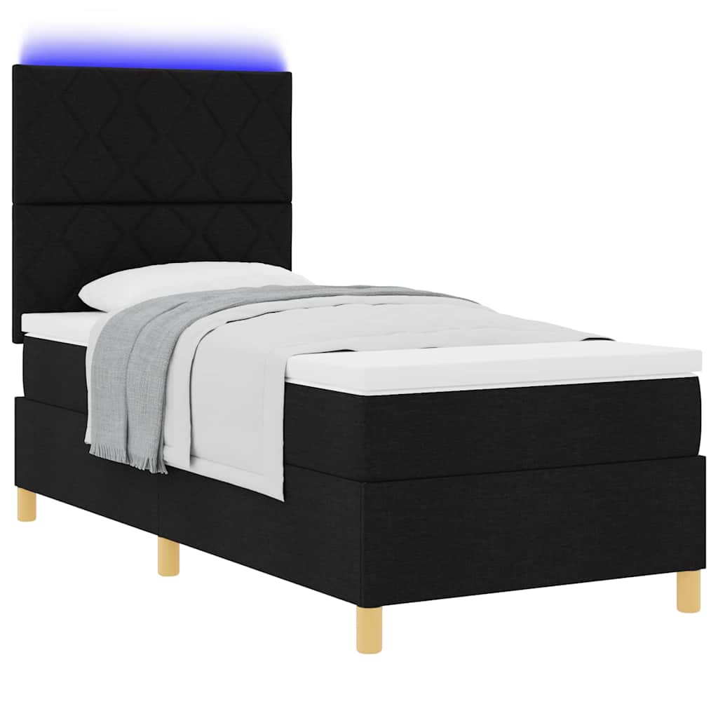 Boxspringbett mit Matratze Schwarz 90 x 190 cm Stoff
