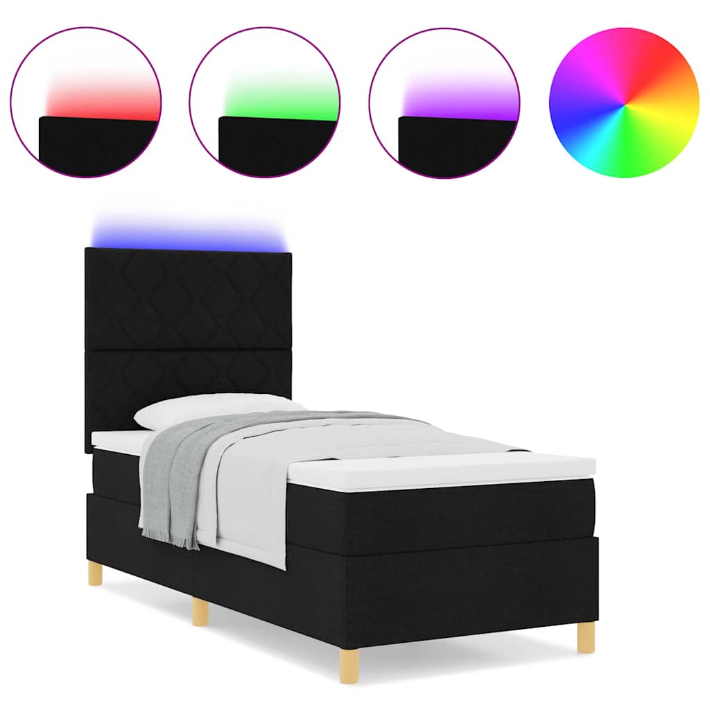 Boxspringbett mit Matratze Schwarz 90 x 190 cm Stoff