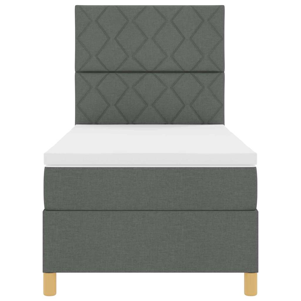 Boxspringbett mit Matratze Dunkelgrau 90 x 200 cm Stoff