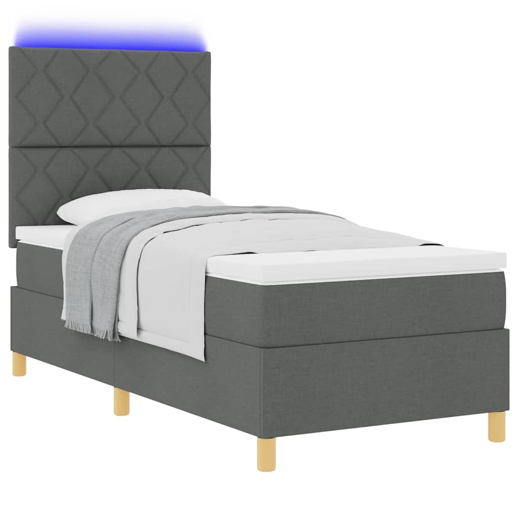 Boxspringbett mit Matratze Dunkelgrau 90 x 200 cm Stoff