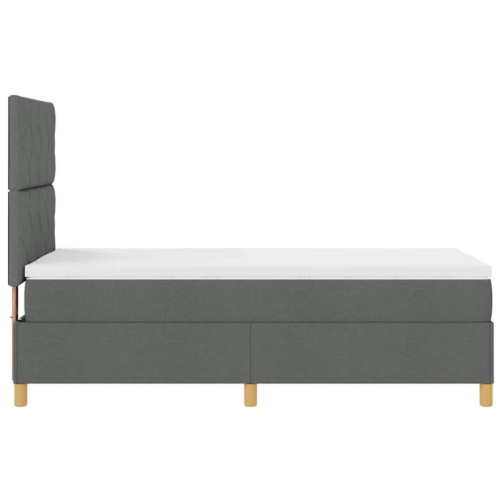 Boxspringbett mit Matratze Dunkelgrau 90 x 200 cm Stoff