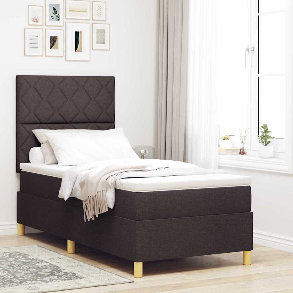 Boxspringbett mit Matratze Dunkelbraun 90 x 200 cm Stoff
