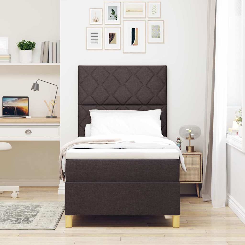 Boxspringbett mit Matratze Dunkelbraun 90 x 200 cm Stoff