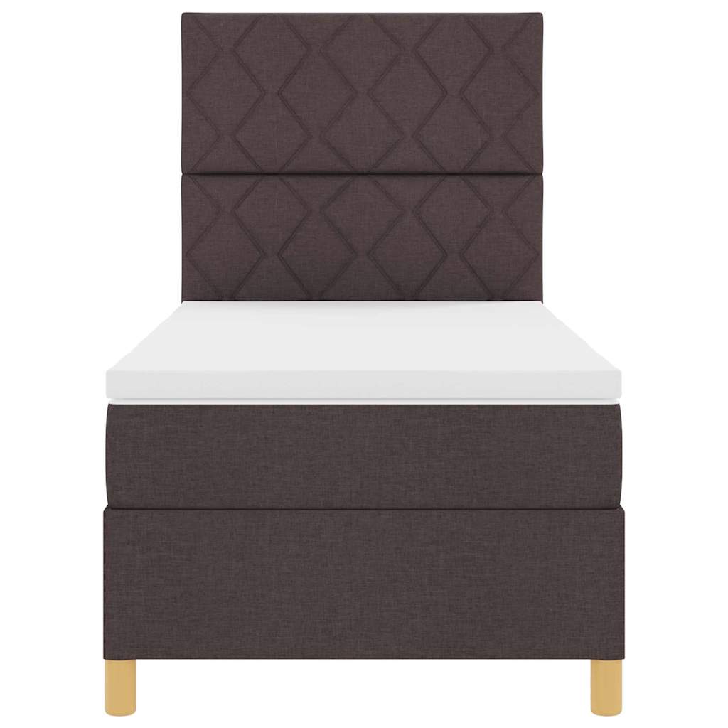 Boxspringbett mit Matratze Dunkelbraun 90 x 200 cm Stoff