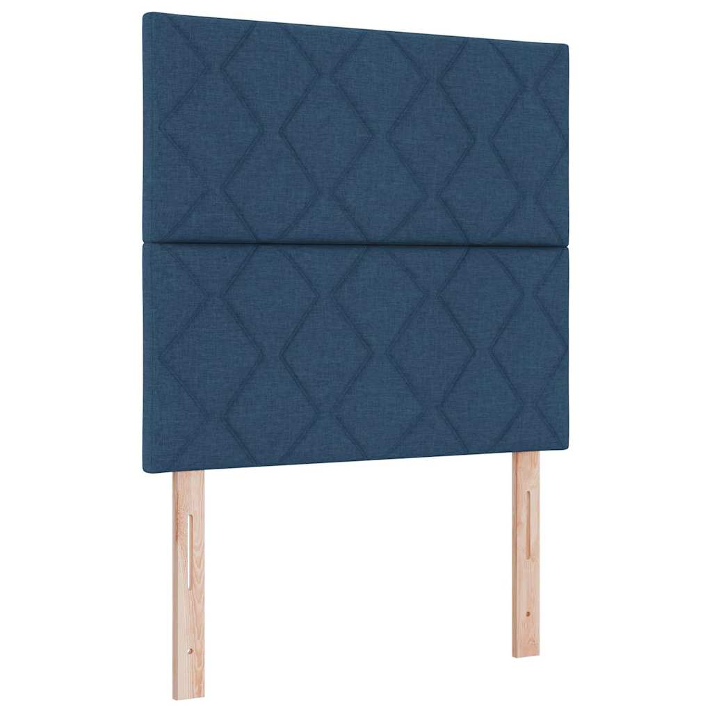 Boxspringbett mit Matratze mit Kopfteil Blau 90 x 200 cm Stoff