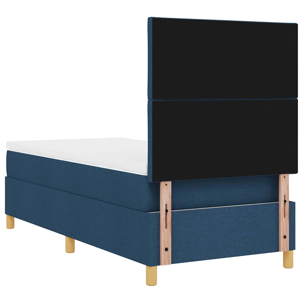 Boxspringbett mit Matratze mit Kopfteil Blau 90 x 200 cm Stoff