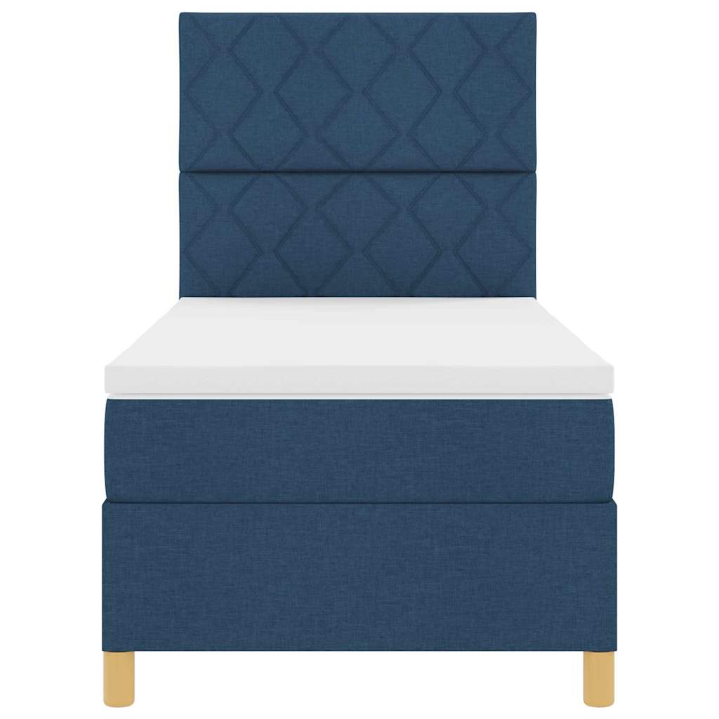 Boxspringbett mit Matratze mit Kopfteil Blau 90 x 200 cm Stoff