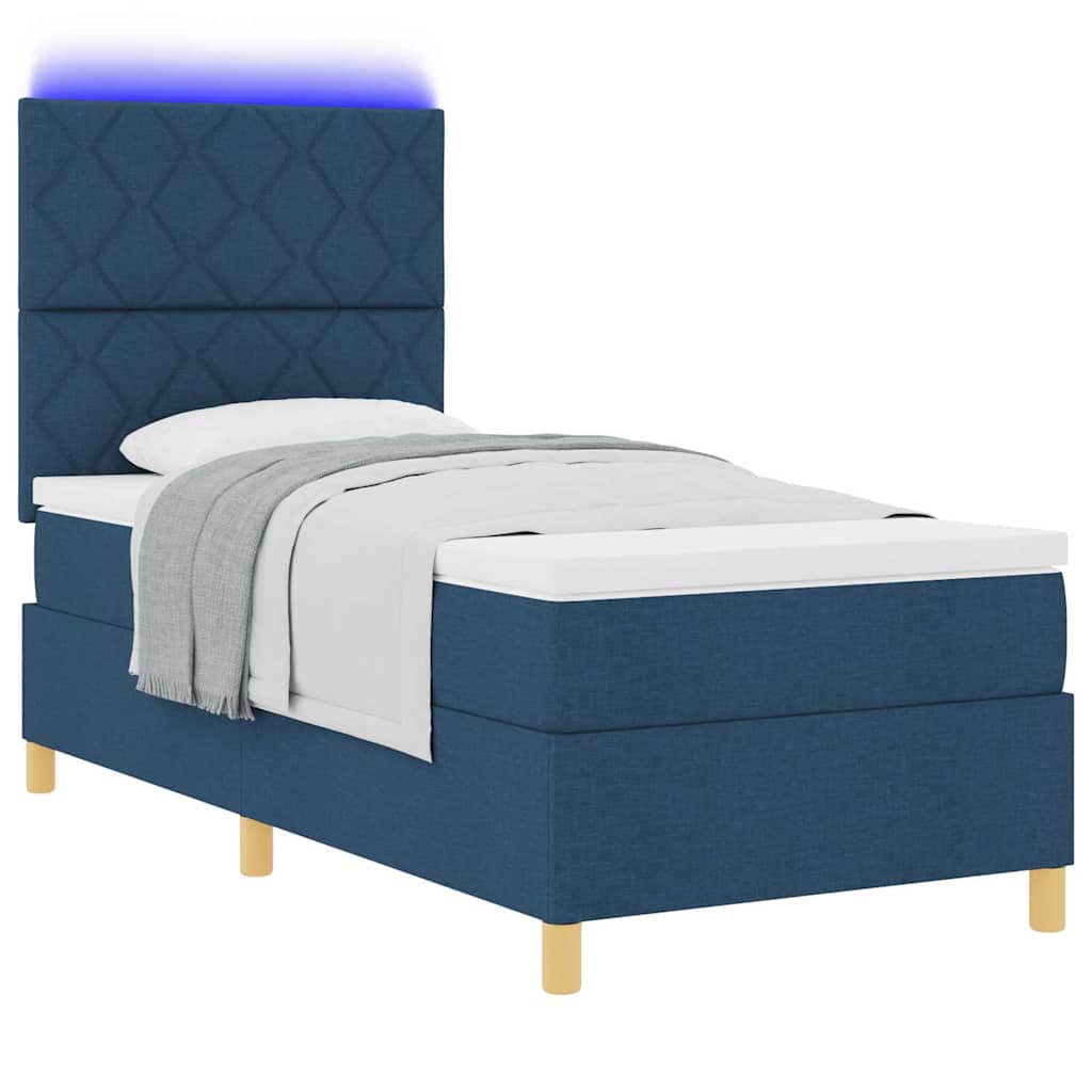 Boxspringbett mit Matratze mit Kopfteil Blau 90 x 200 cm Stoff