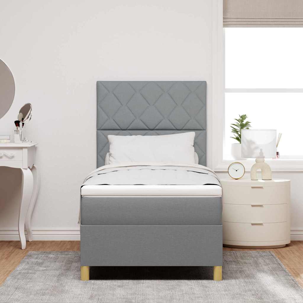 Boxspringbett mit Matratze Hellgrau 100 x 200 cm Stoff