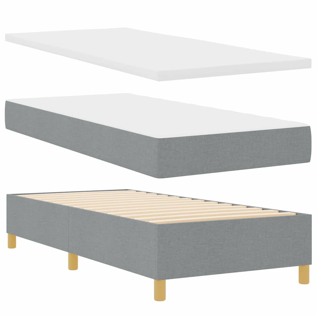 Boxspringbett mit Matratze Hellgrau 100 x 200 cm Stoff