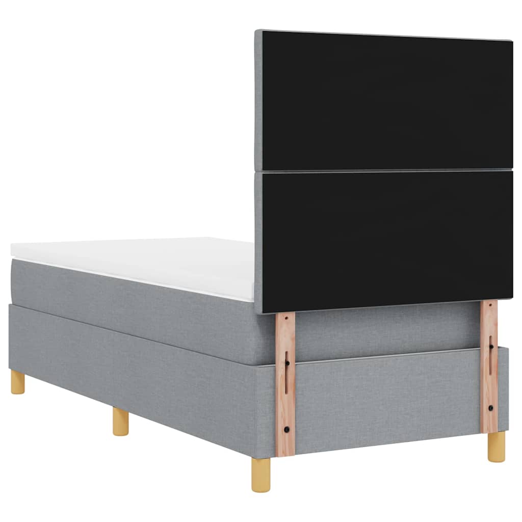 Boxspringbett mit Matratze Hellgrau 100 x 200 cm Stoff