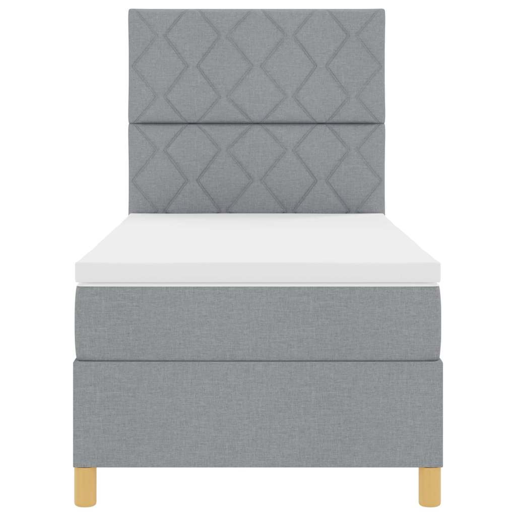 Boxspringbett mit Matratze Hellgrau 100 x 200 cm Stoff