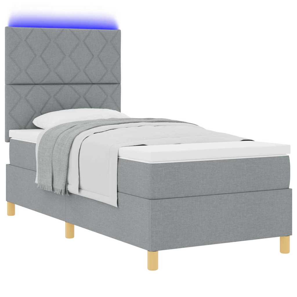 Boxspringbett mit Matratze Hellgrau 100 x 200 cm Stoff