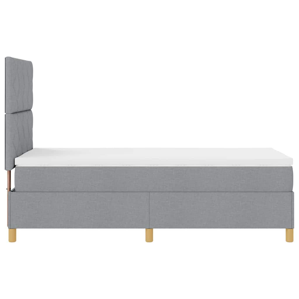 Boxspringbett mit Matratze Hellgrau 100 x 200 cm Stoff
