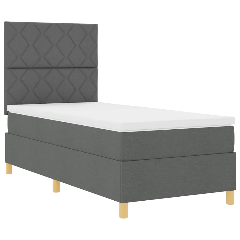 Boxspringbett mit Matratze Dunkelgrau 100 x 200 cm Stoff