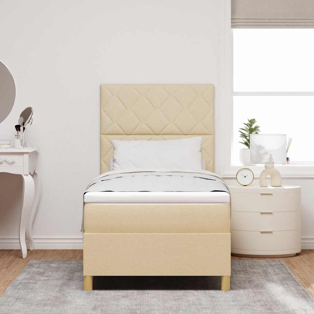 Boxspringbett mit Matratze Creme 100 x 200 cm Stoff