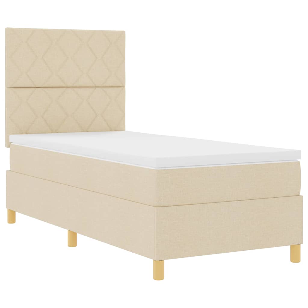 Boxspringbett mit Matratze Creme 100 x 200 cm Stoff