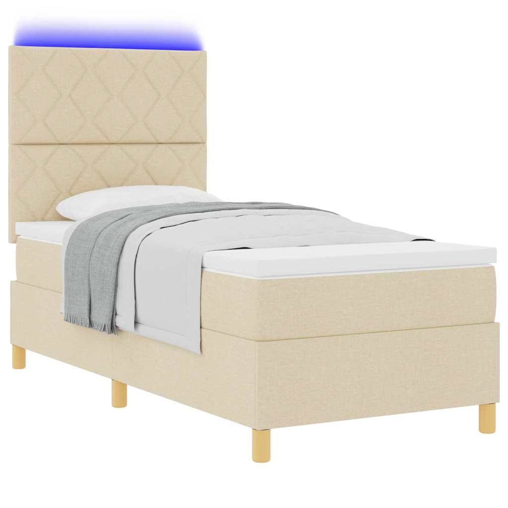 Boxspringbett mit Matratze Creme 100 x 200 cm Stoff