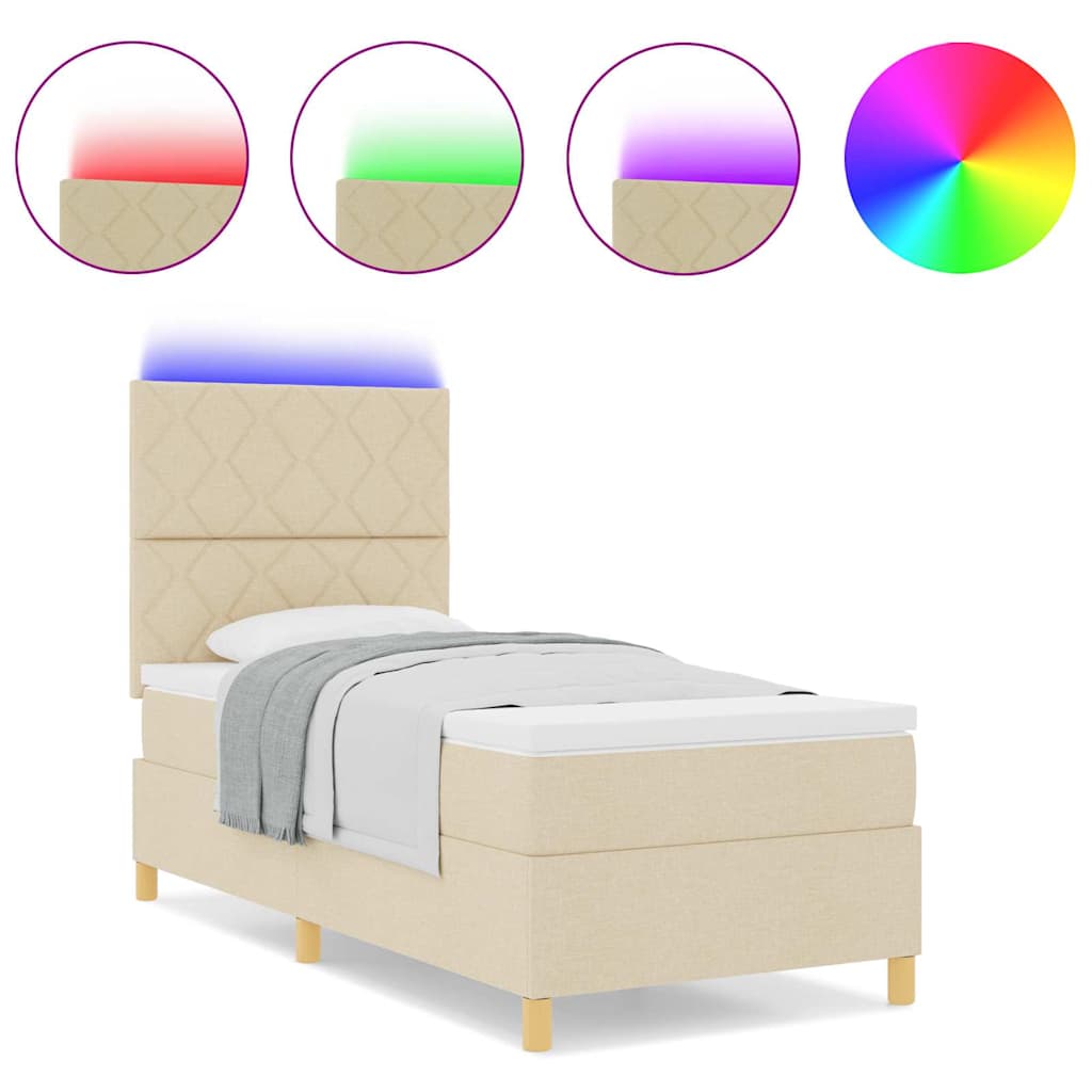 Boxspringbett mit Matratze Creme 100 x 200 cm Stoff
