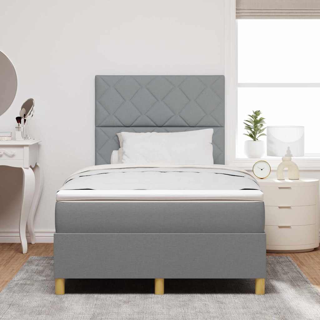Boxspringbett mit Matratze Hellgrau 120 x 190 cm Stoff