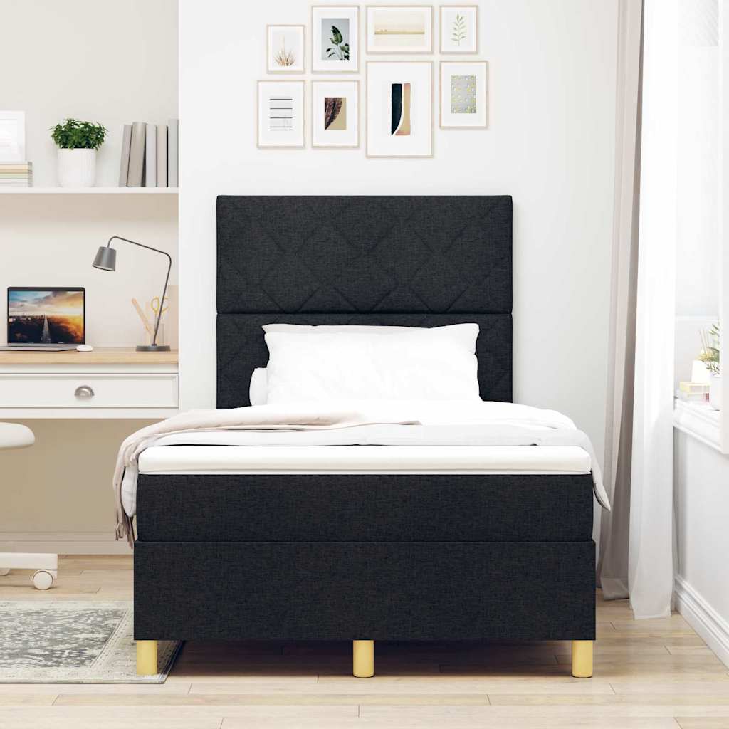 Boxspringbett mit Matratze Schwarz 120 x 190 cm Stoff