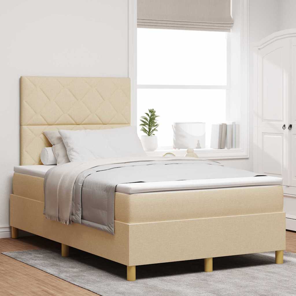 Boxspringbett mit Matratze Creme 120 x 190 cm Stoff