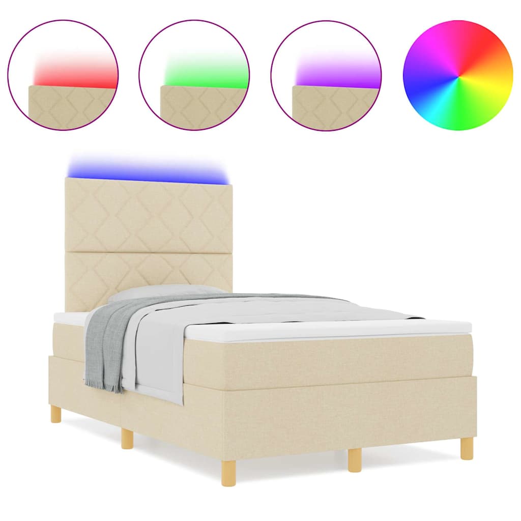 Boxspringbett mit Matratze Creme 120 x 190 cm Stoff