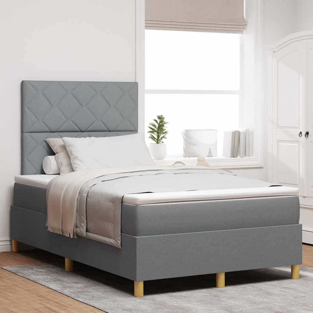 Boxspringbett mit Matratze Hellgrau 120 x 200 cm Stoff