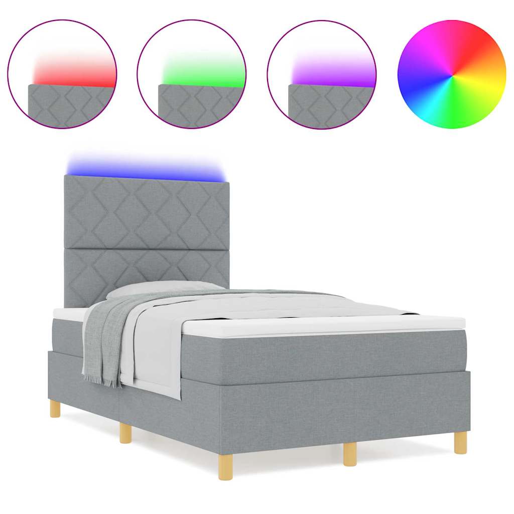 Boxspringbett mit Matratze Hellgrau 120 x 200 cm Stoff