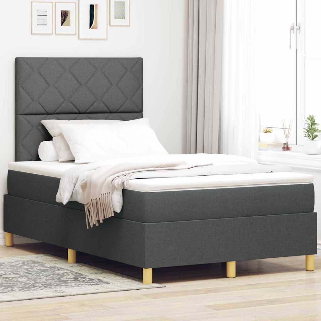 Boxspringbett mit Matratze Dunkelgrau 120 x 200 cm Stoff