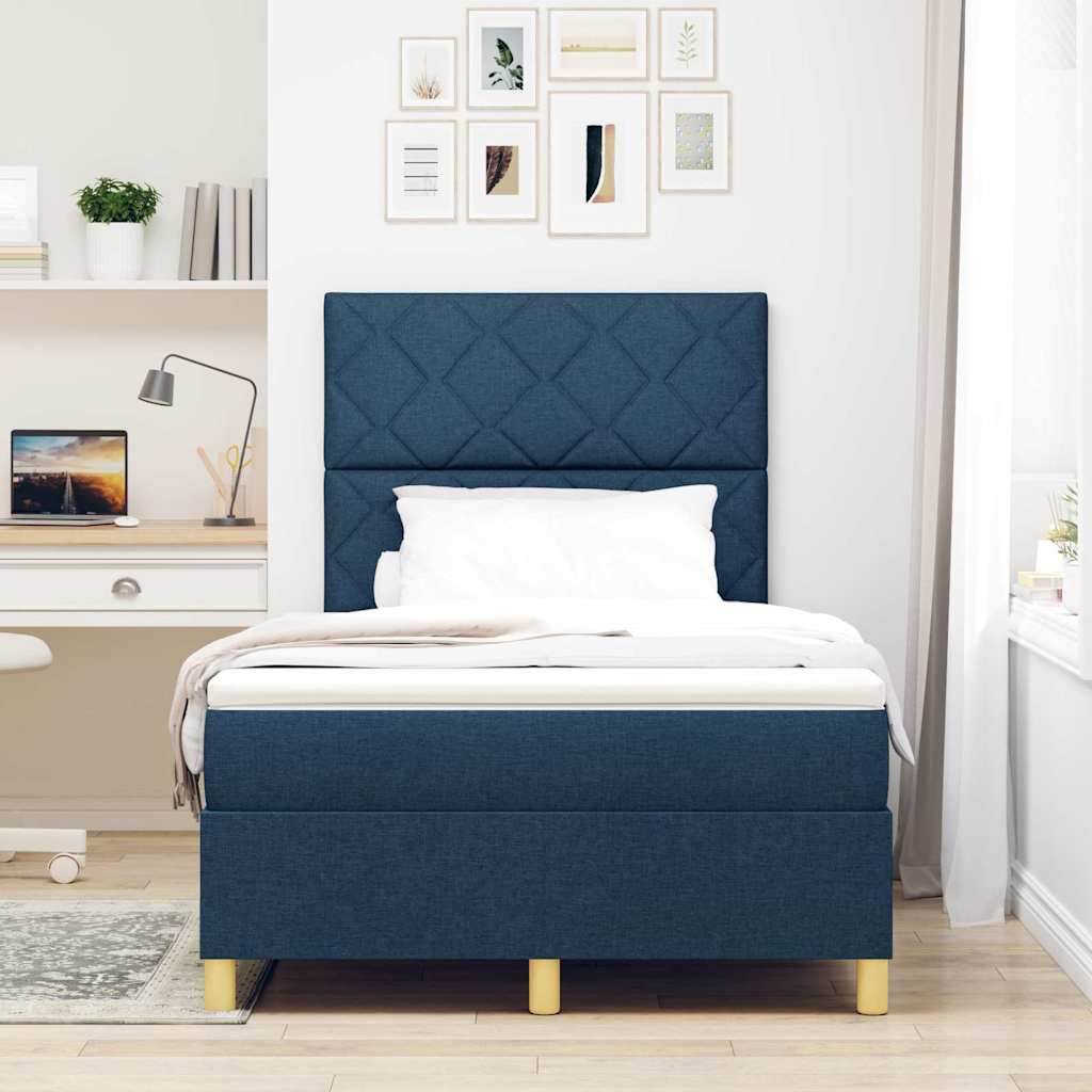 Boxspringbett mit Matratze mit Kopfteil Blau 120 x 200 cm Stoff