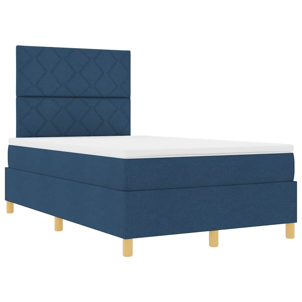 Boxspringbett mit Matratze mit Kopfteil Blau 120 x 200 cm Stoff