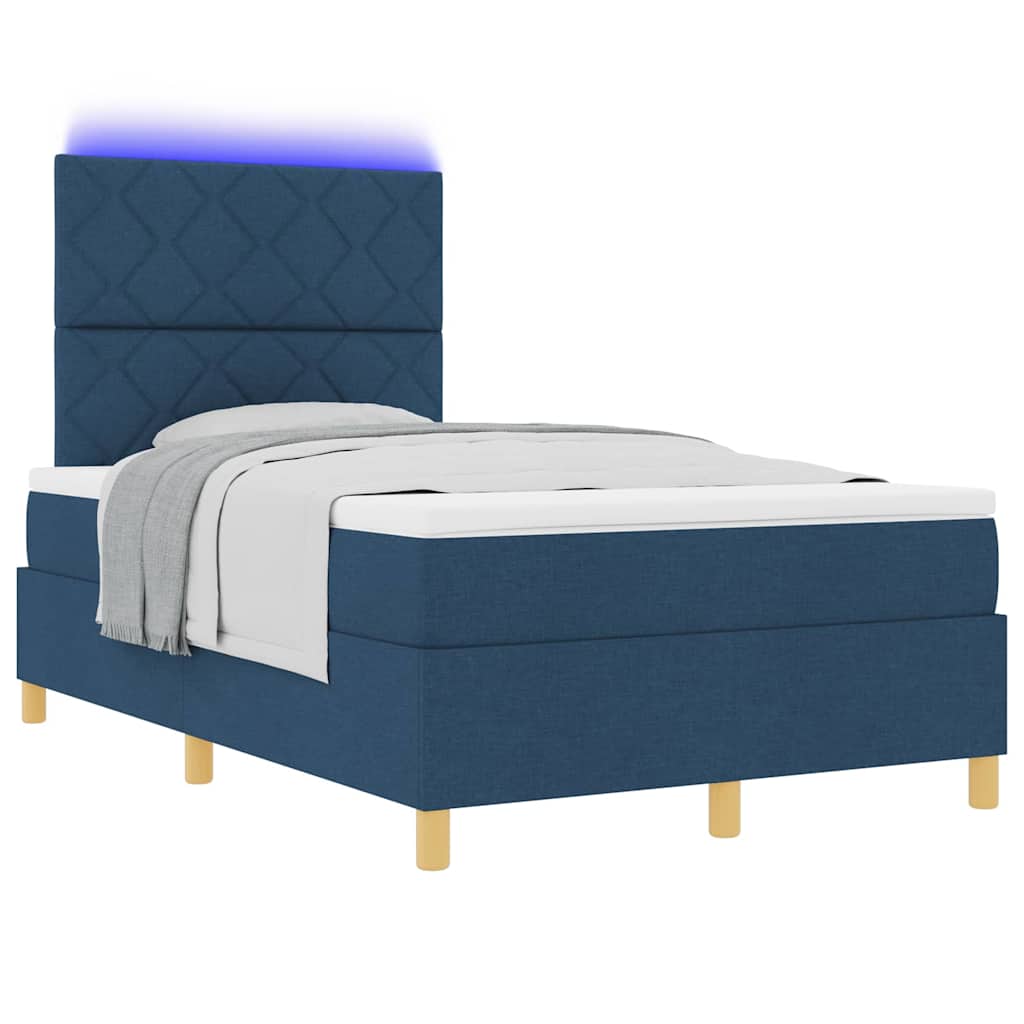 Boxspringbett mit Matratze mit Kopfteil Blau 120 x 200 cm Stoff