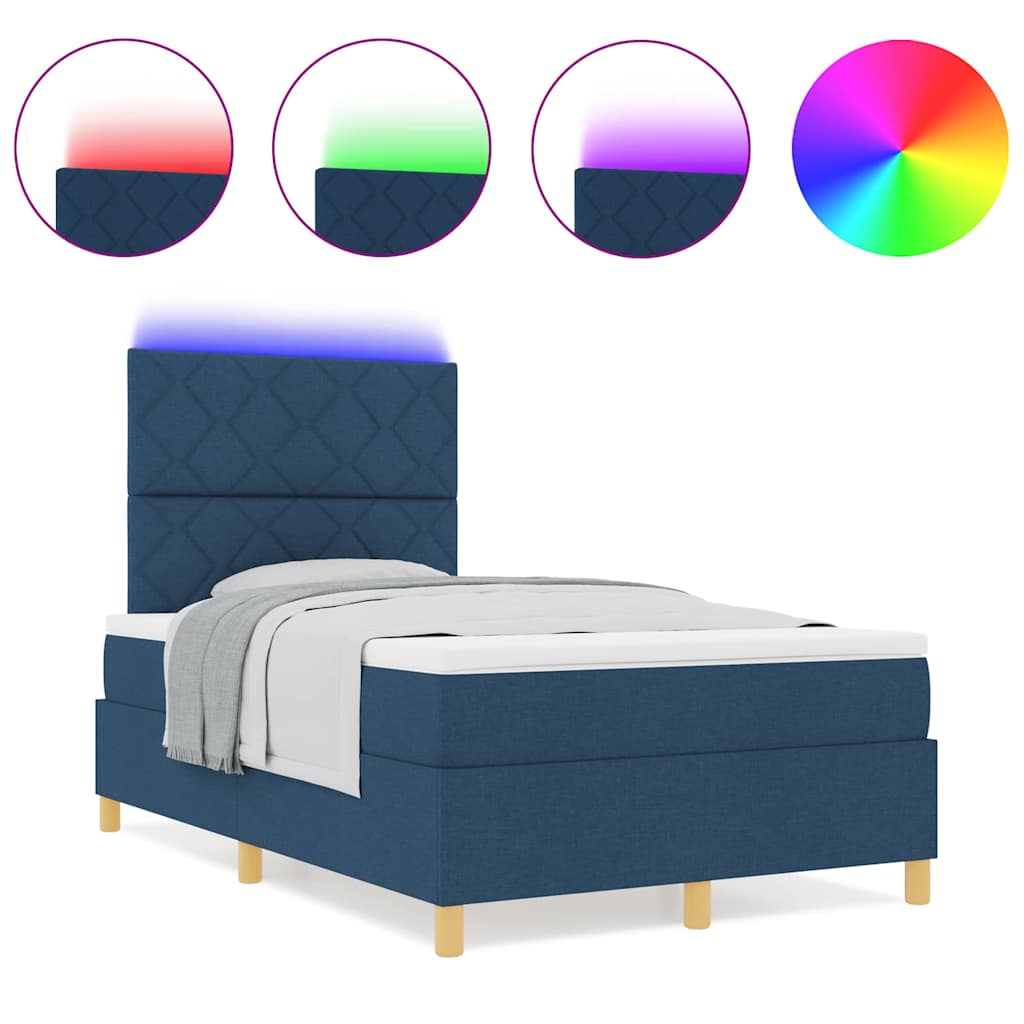 Boxspringbett mit Matratze mit Kopfteil Blau 120 x 200 cm Stoff
