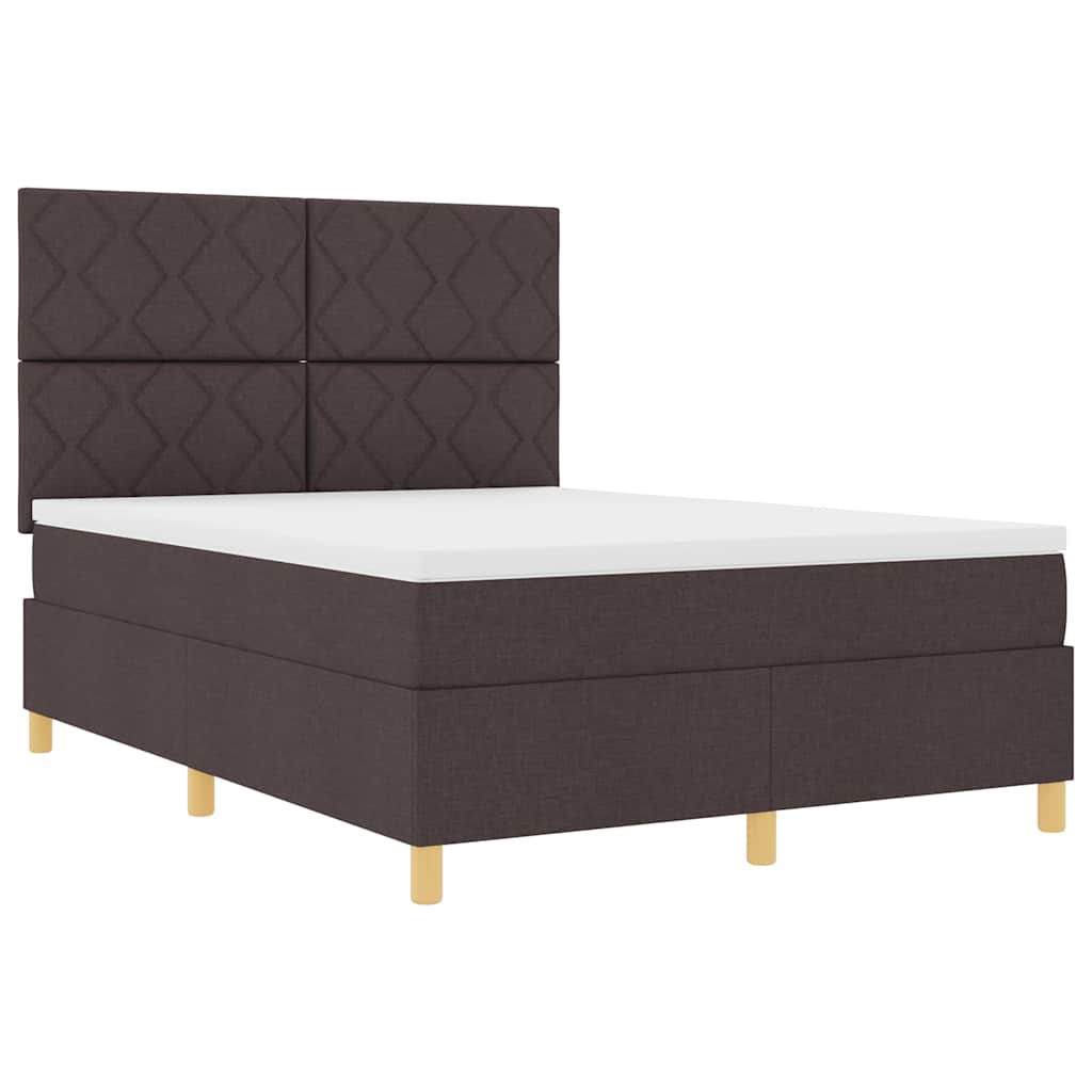 Boxspringbett mit Matratze Dunkelbraun 140 x 190 cm Stoff