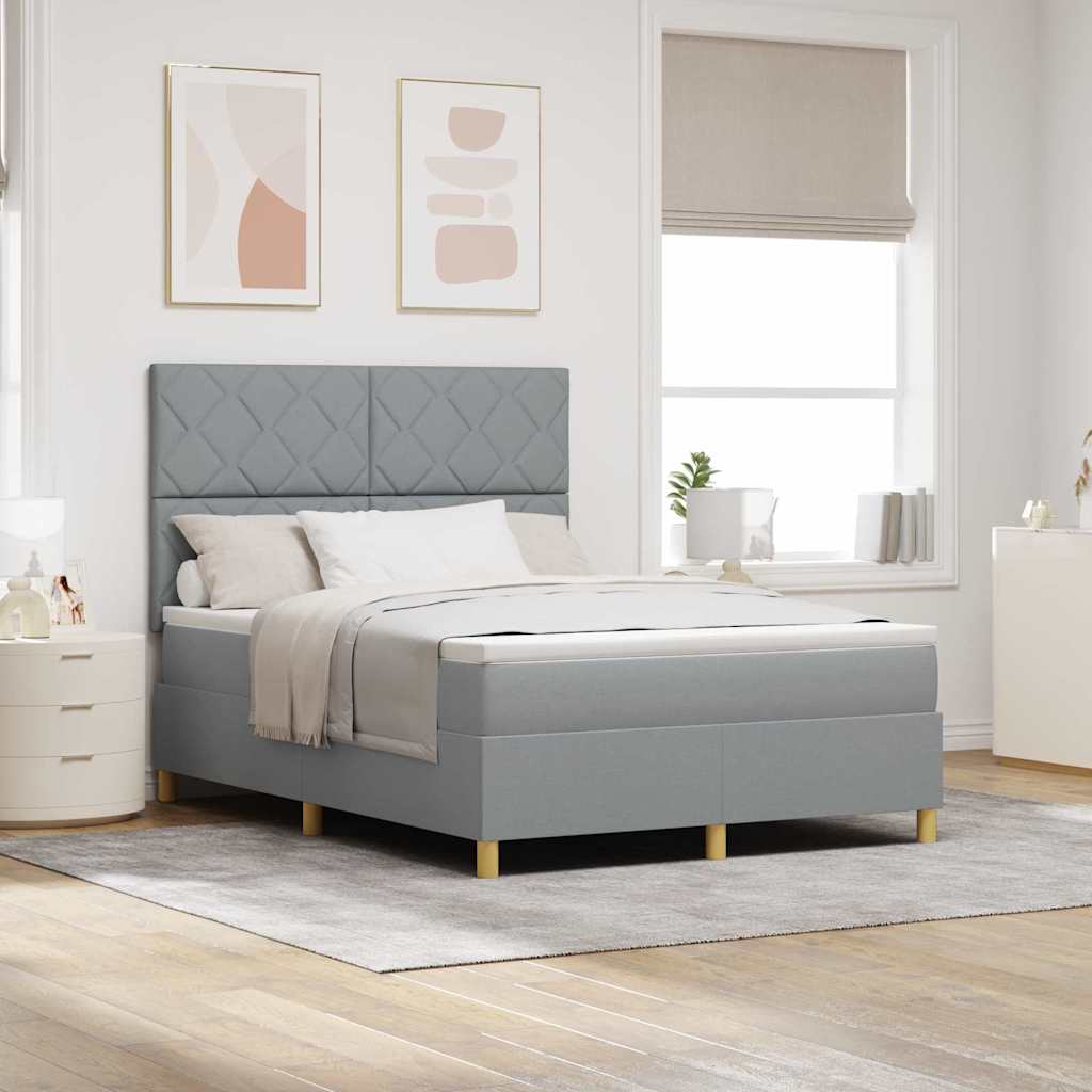 Boxspringbett mit Matratze Hellgrau 140 x 200 cm Stoff