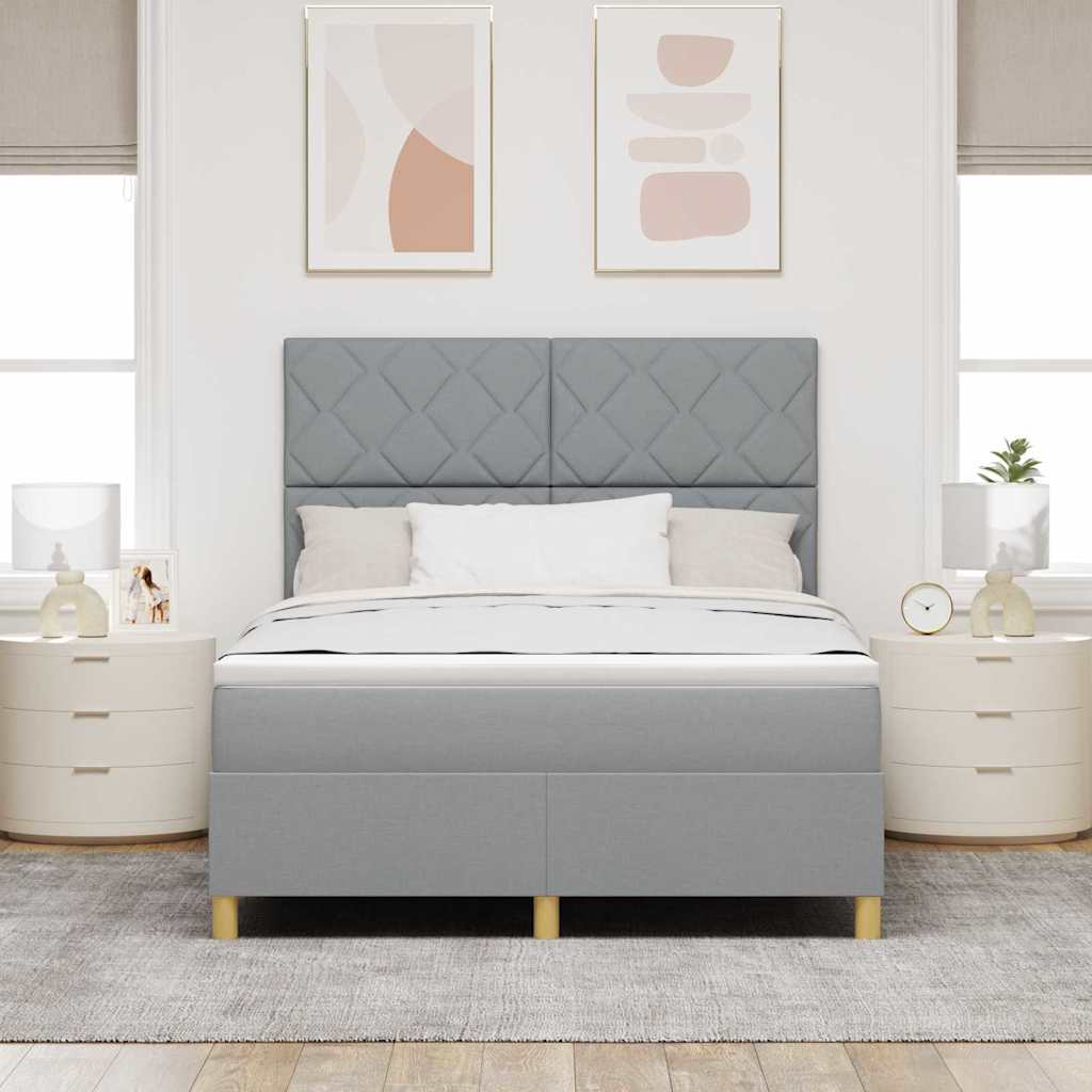 Boxspringbett mit Matratze Hellgrau 140 x 200 cm Stoff