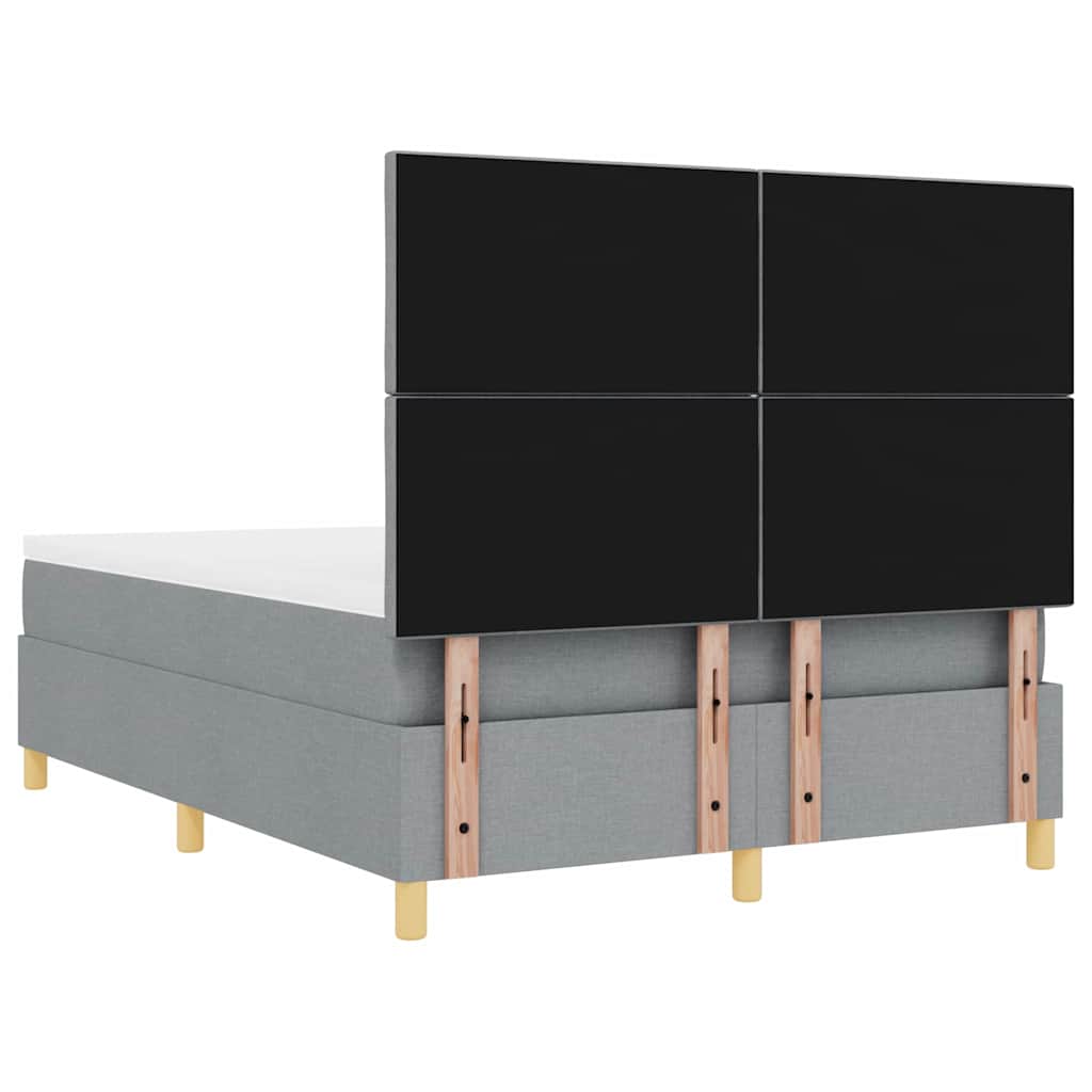 Boxspringbett mit Matratze Hellgrau 140 x 200 cm Stoff