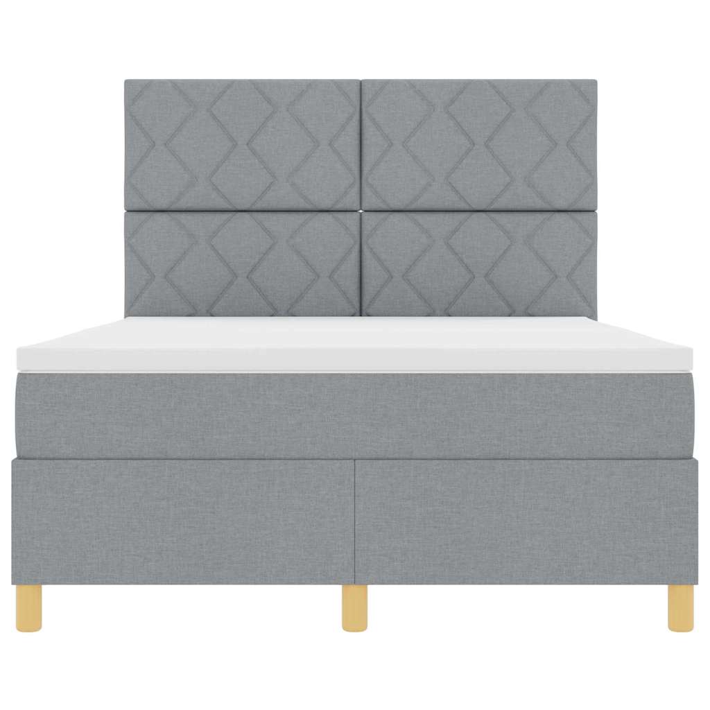 Boxspringbett mit Matratze Hellgrau 140 x 200 cm Stoff