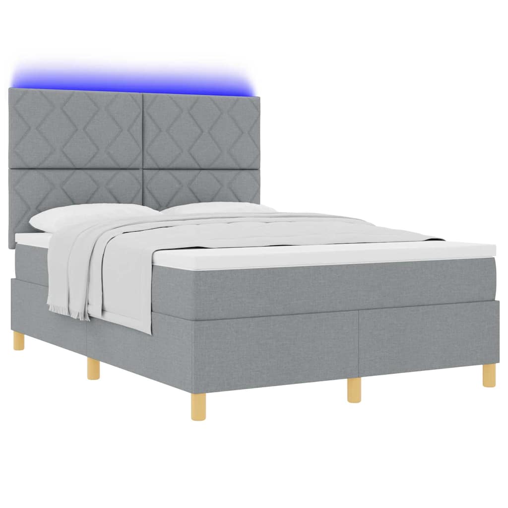 Boxspringbett mit Matratze Hellgrau 140 x 200 cm Stoff