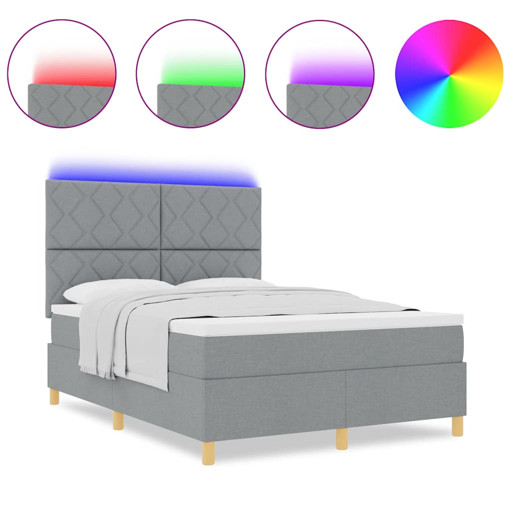 Boxspringbett mit Matratze Hellgrau 140 x 200 cm Stoff