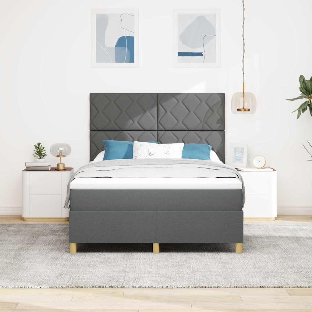 Boxspringbett mit Matratze Dunkelgrau 140 x 200 cm Stoff